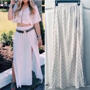 LF White Star Pattern A-Line Skirt S